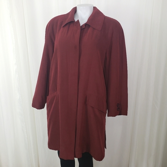 Anne Klein burgundy jacket zip out lining Size 10 - Picture 1 of 8